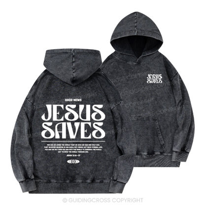 Jesus Saves Christian Washed Hoodie