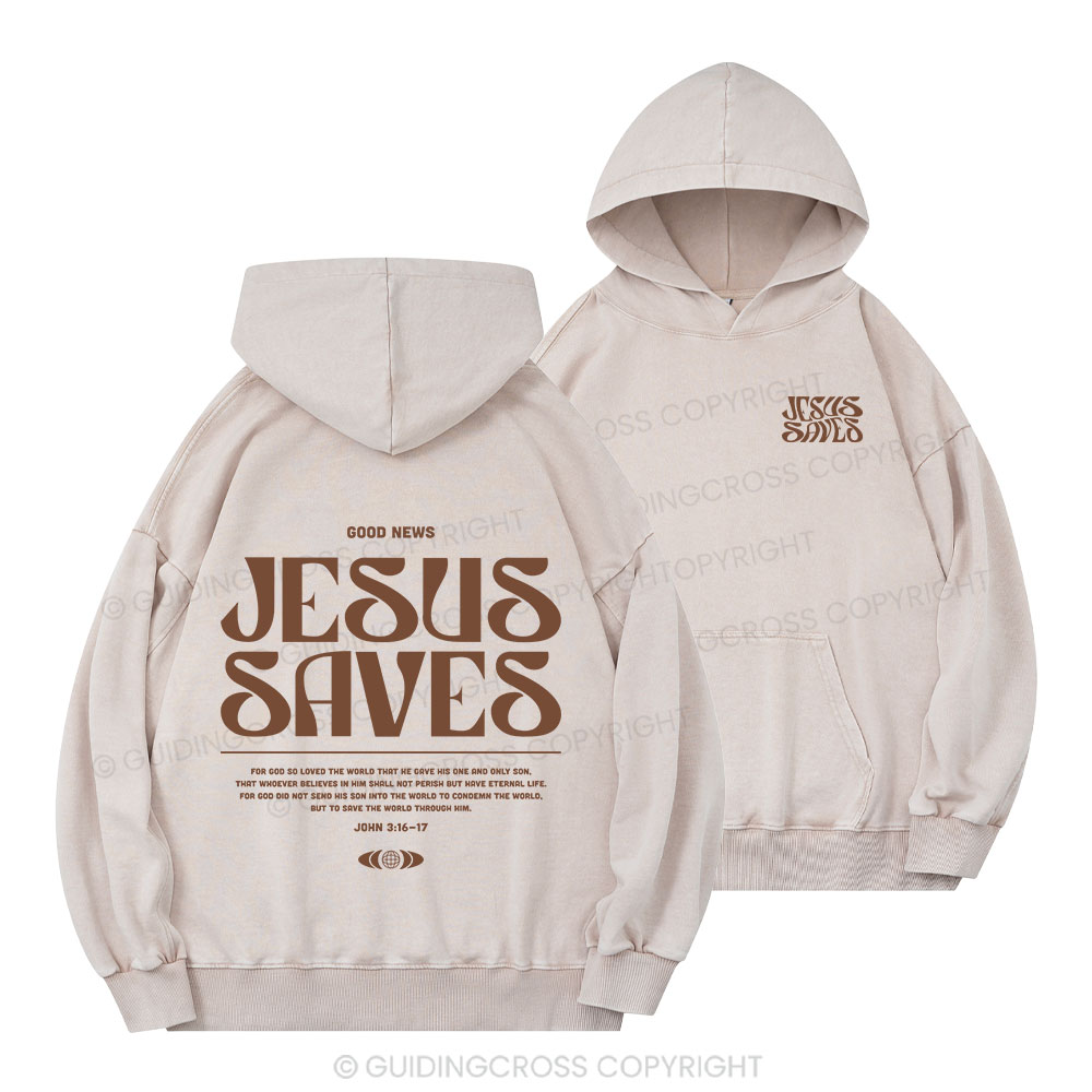 Jesus Saves Christian Washed Hoodie