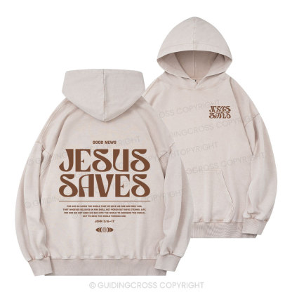 Jesus Saves Christian Washed Hoodie