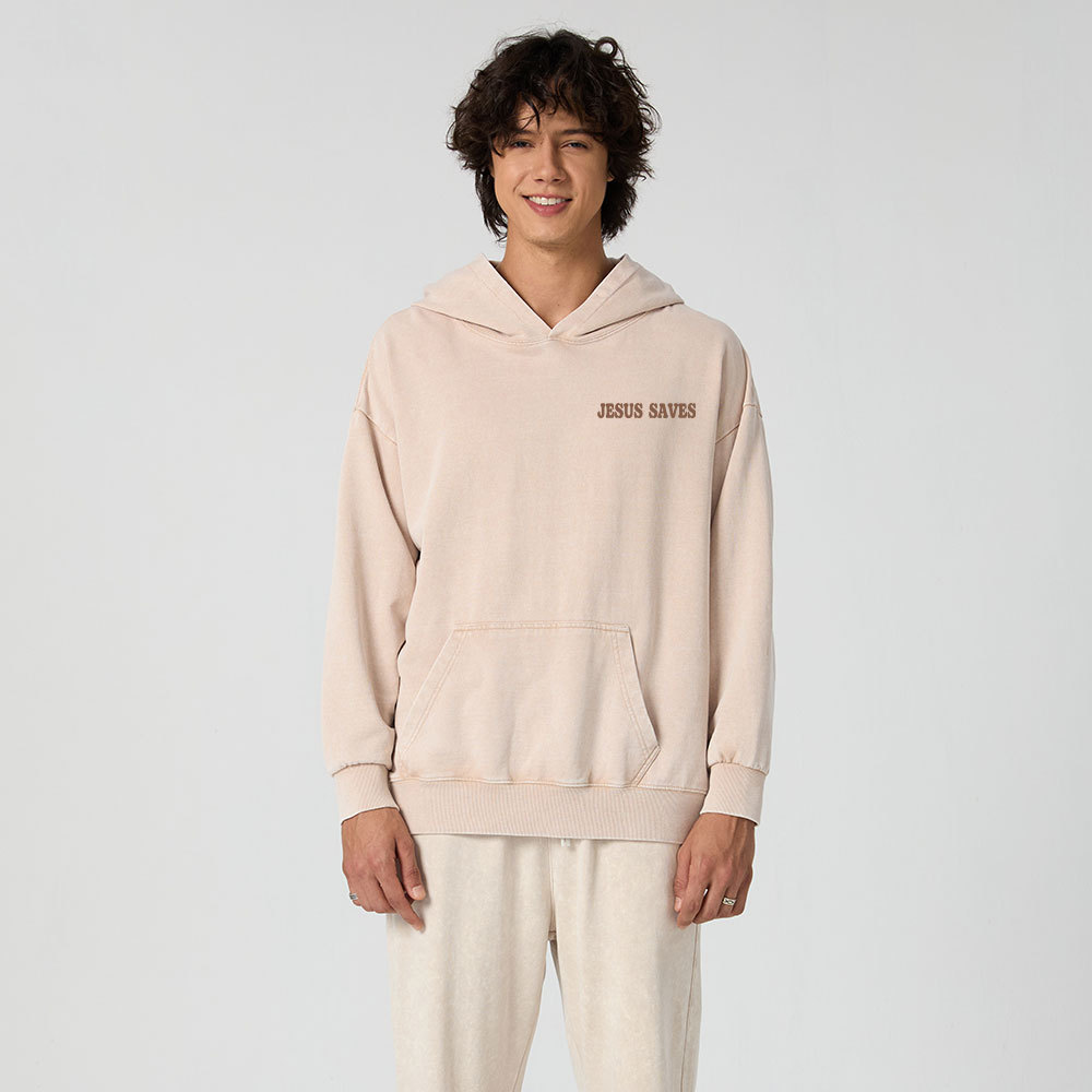 Jesus Saves Christian Washed Hoodie