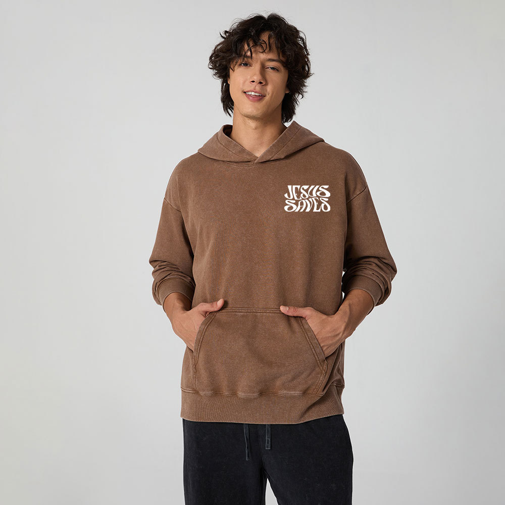 Jesus Saves Christian Washed Hoodie