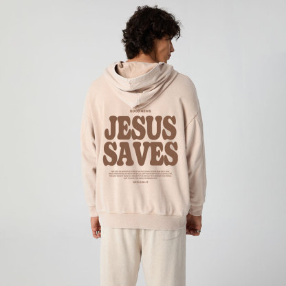 Jesus Saves Christian Washed Hoodie