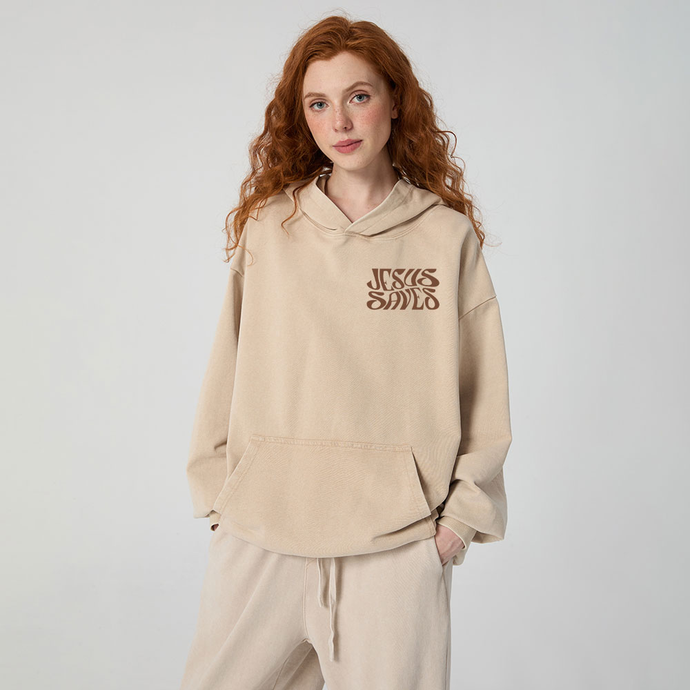 Jesus Saves Christian Washed Hoodie