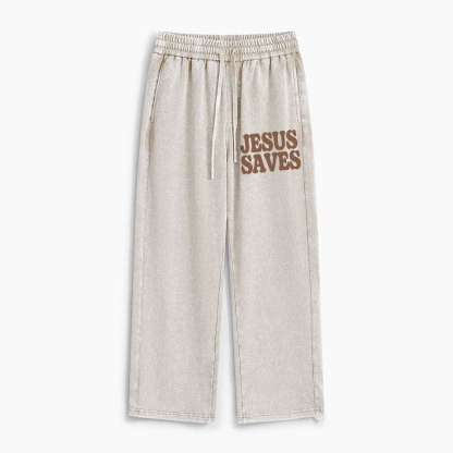 Jesus Saves Christian Washed Sweatpants