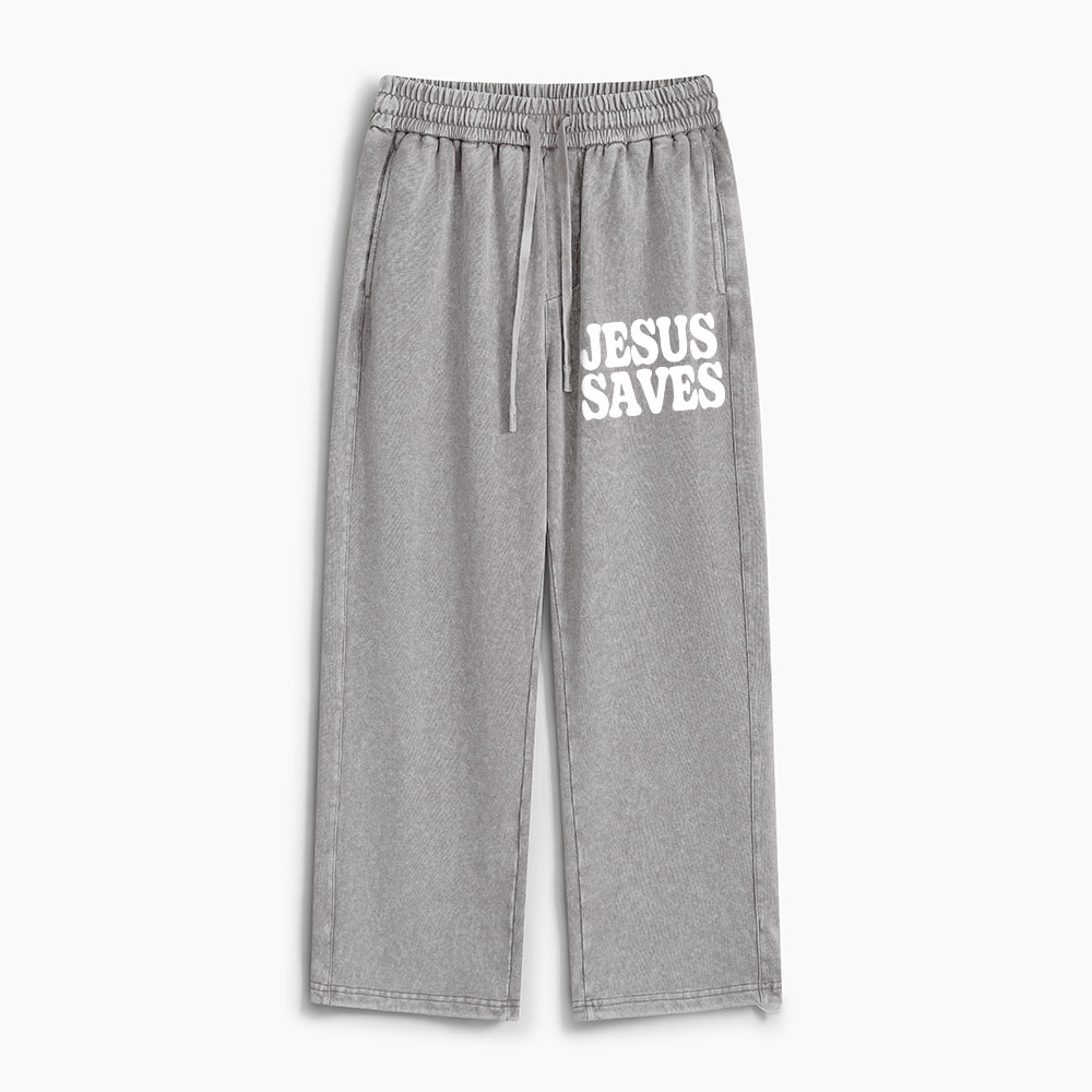 Jesus Saves Christian Washed Sweatpants