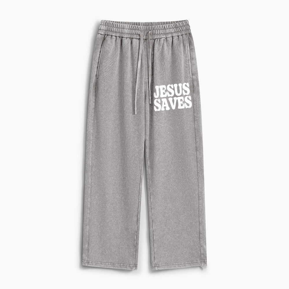 Jesus Saves Christian Washed Sweatpants