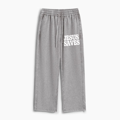 Jesus Saves Christian Washed Sweatpants