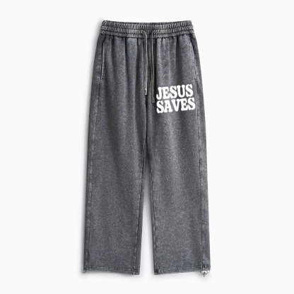Jesus Saves Christian Washed Sweatpants
