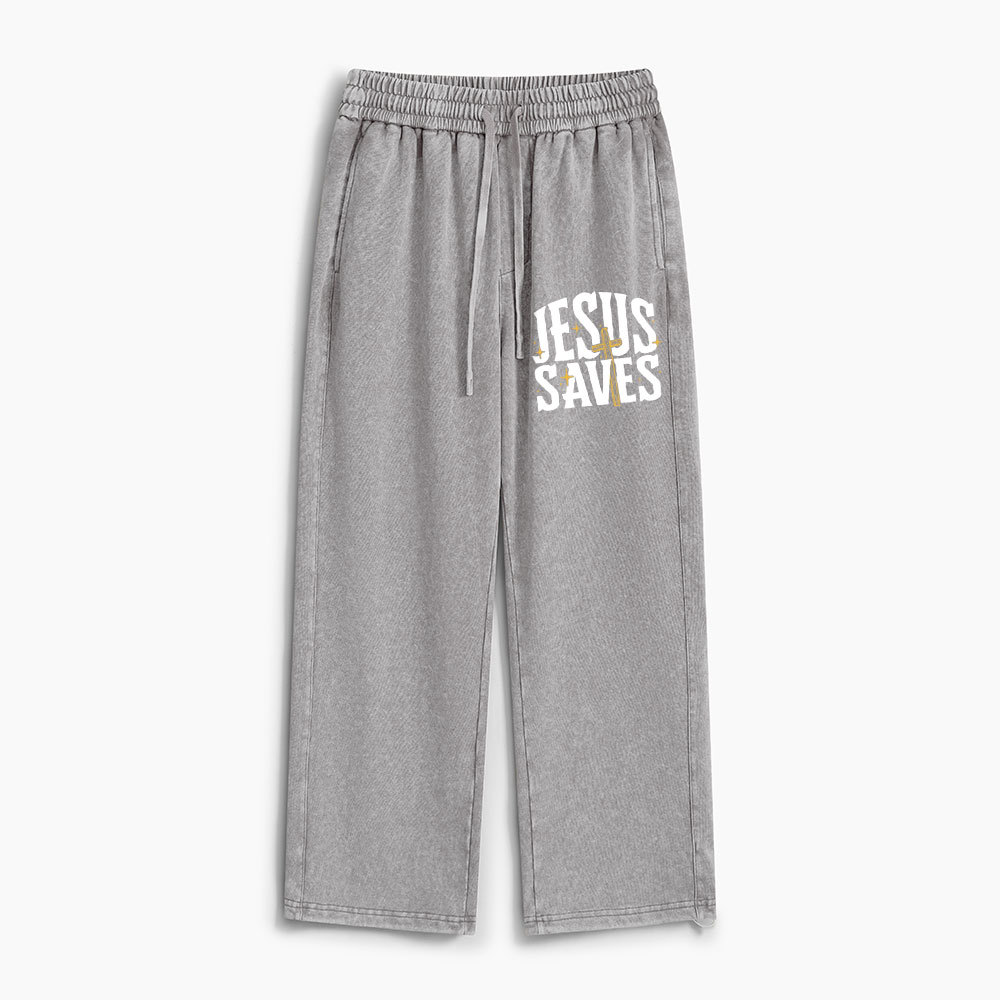 Jesus Saves Christian Washed Sweatpants