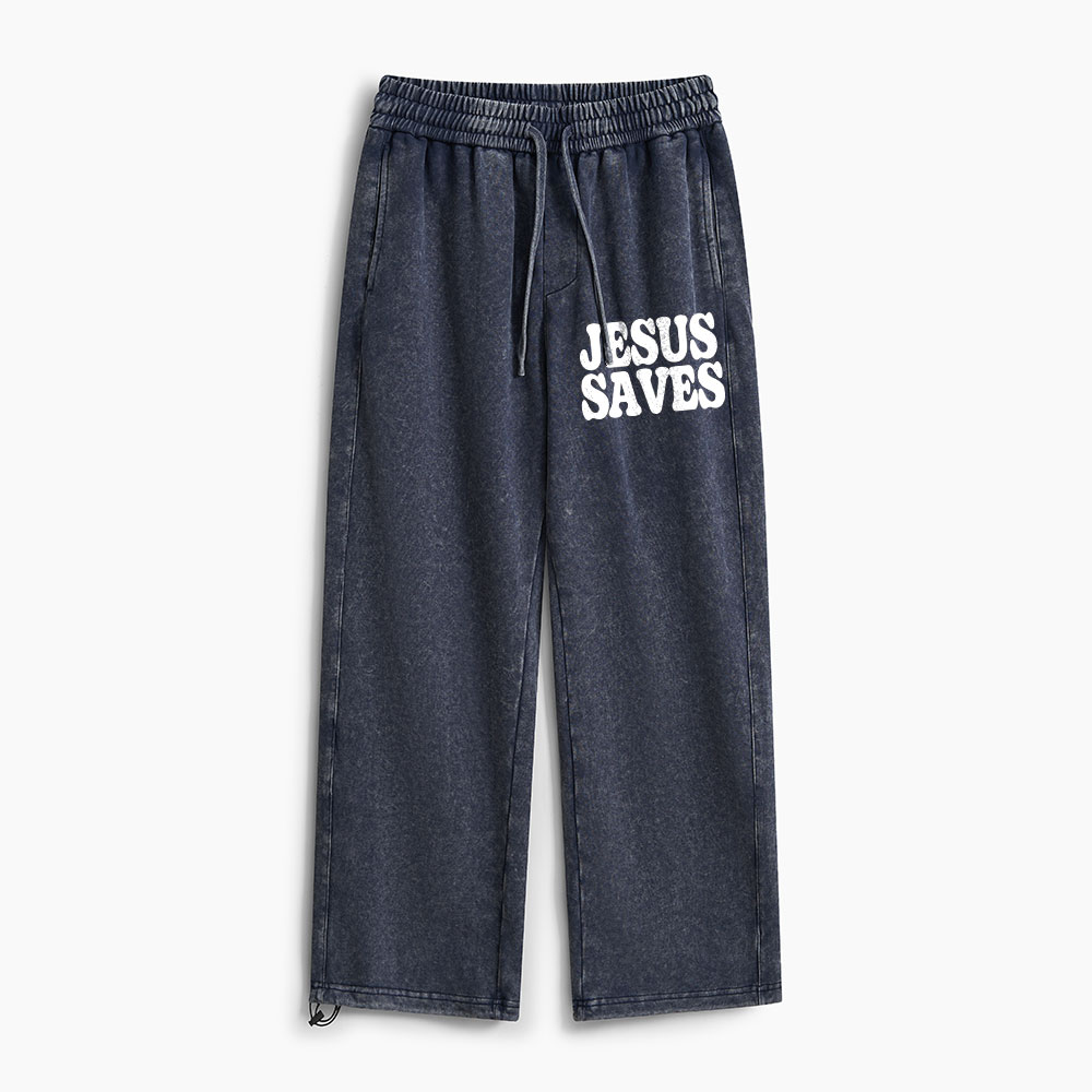 Jesus Saves Christian Washed Sweatpants