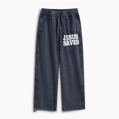 Jesus Saves Christian Washed Sweatpants