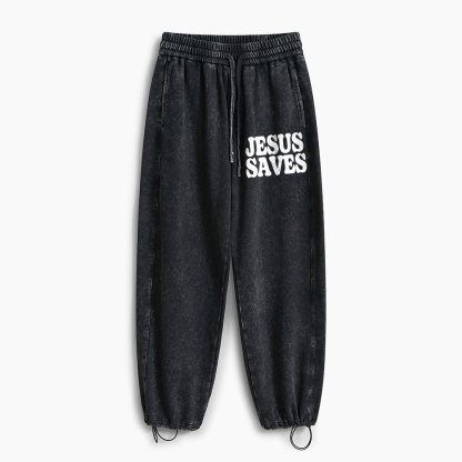 Jesus Saves Christian Washed Sweatpants