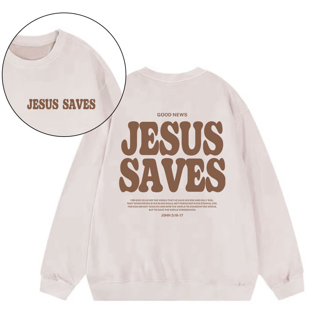 Jesus Saves Christian Washed Sweatshirt