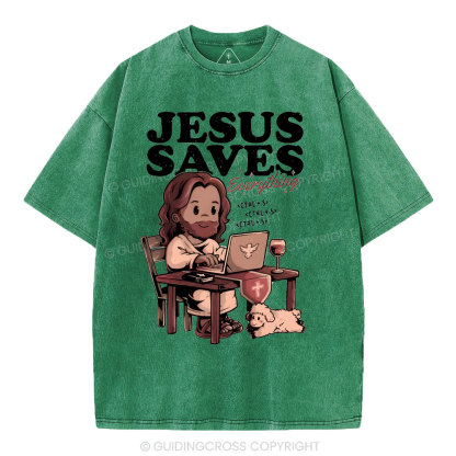 Jesus Saves Christian Washed T-Shirt