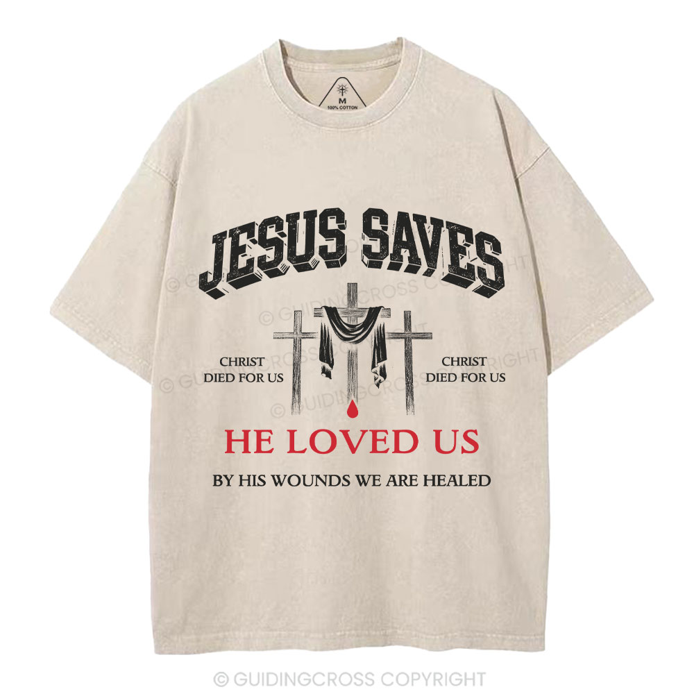 Jesus Saves Christian Washed T-Shirt