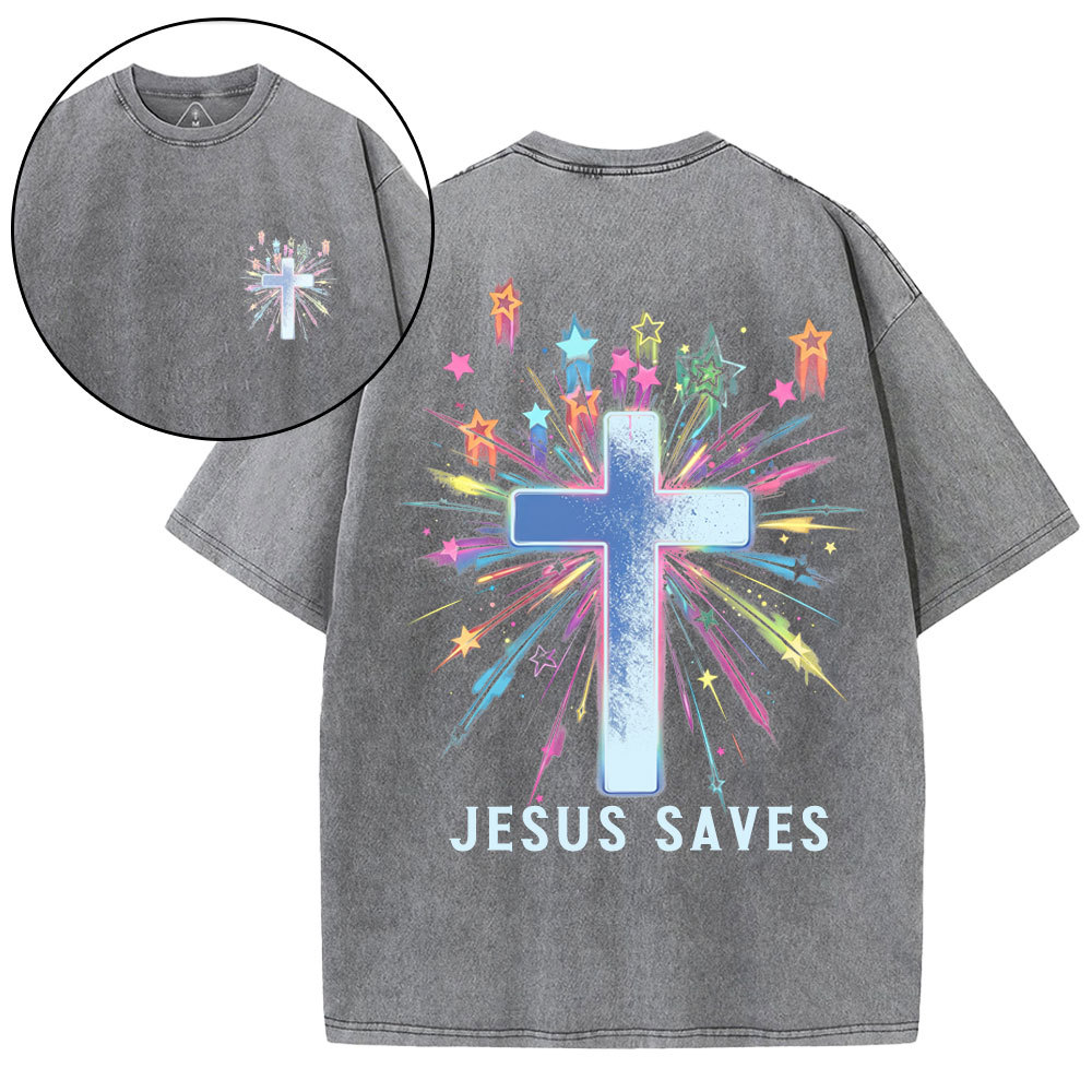 Jesus Saves Christian Washed T-Shirt