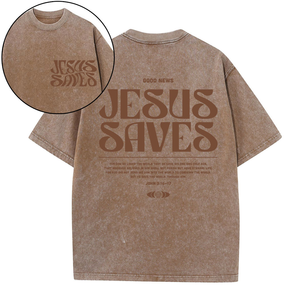 Jesus Saves Christian Washed T-Shirt
