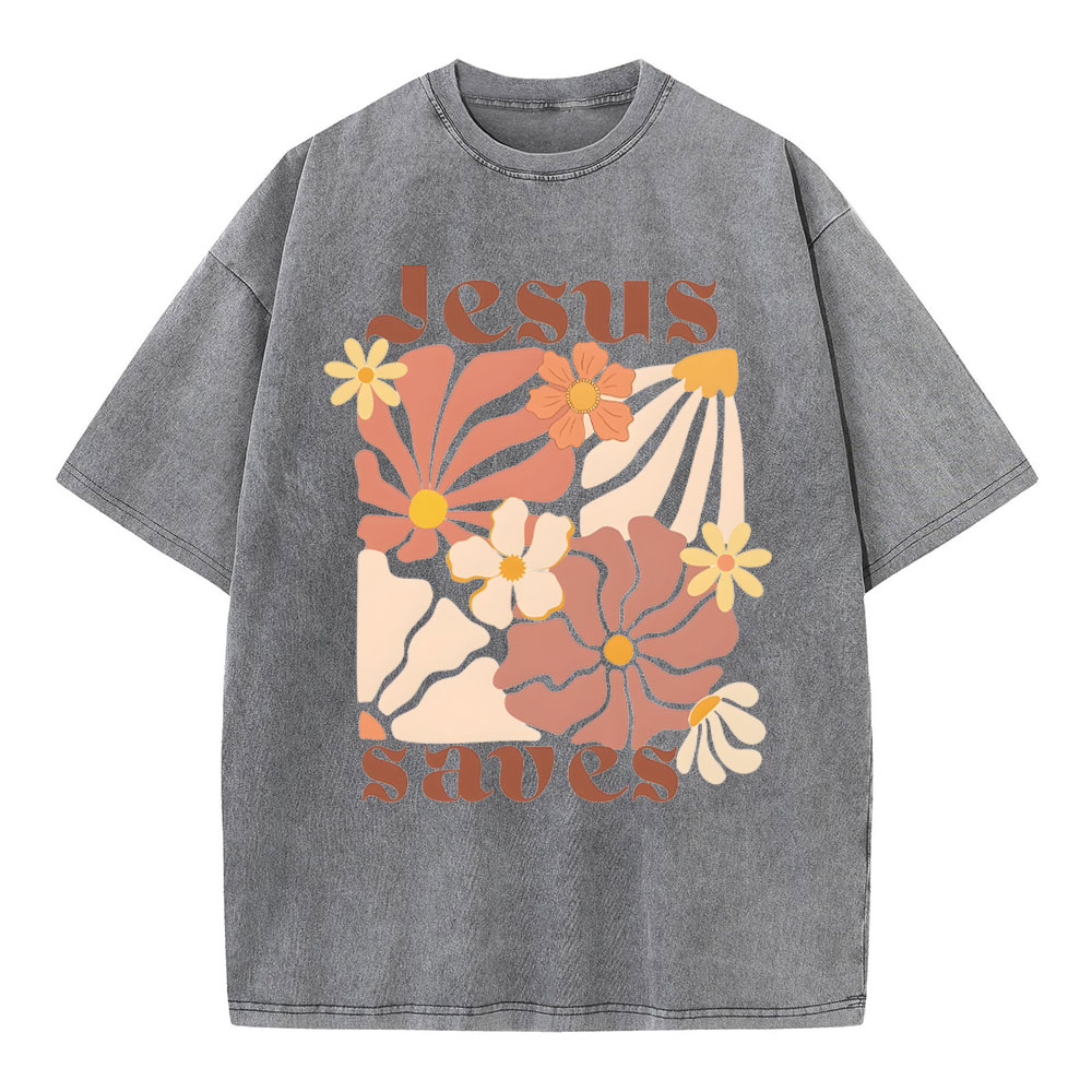 Jesus Saves Flower T Shirt