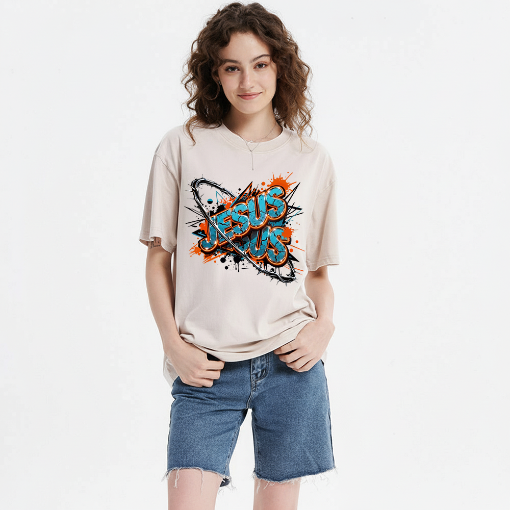 Jesus Saves Christian Washed T-Shirt 
