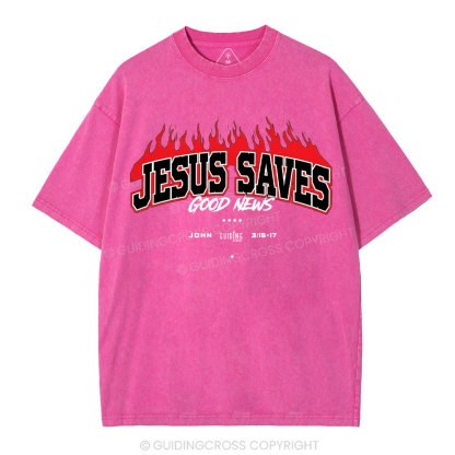 Jesus Saves Christian Washed T-Shirt