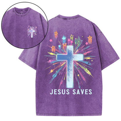 Jesus Saves Christian Washed T-Shirt