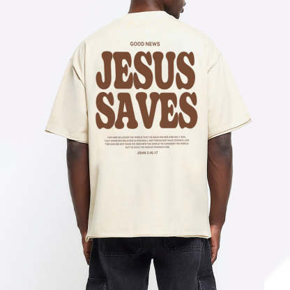 Jesus Saves Christian Washed T-Shirt