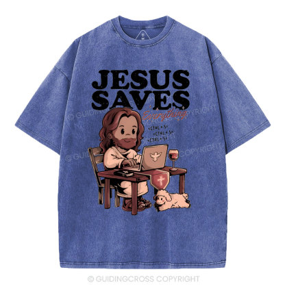 Jesus Saves Christian Washed T-Shirt