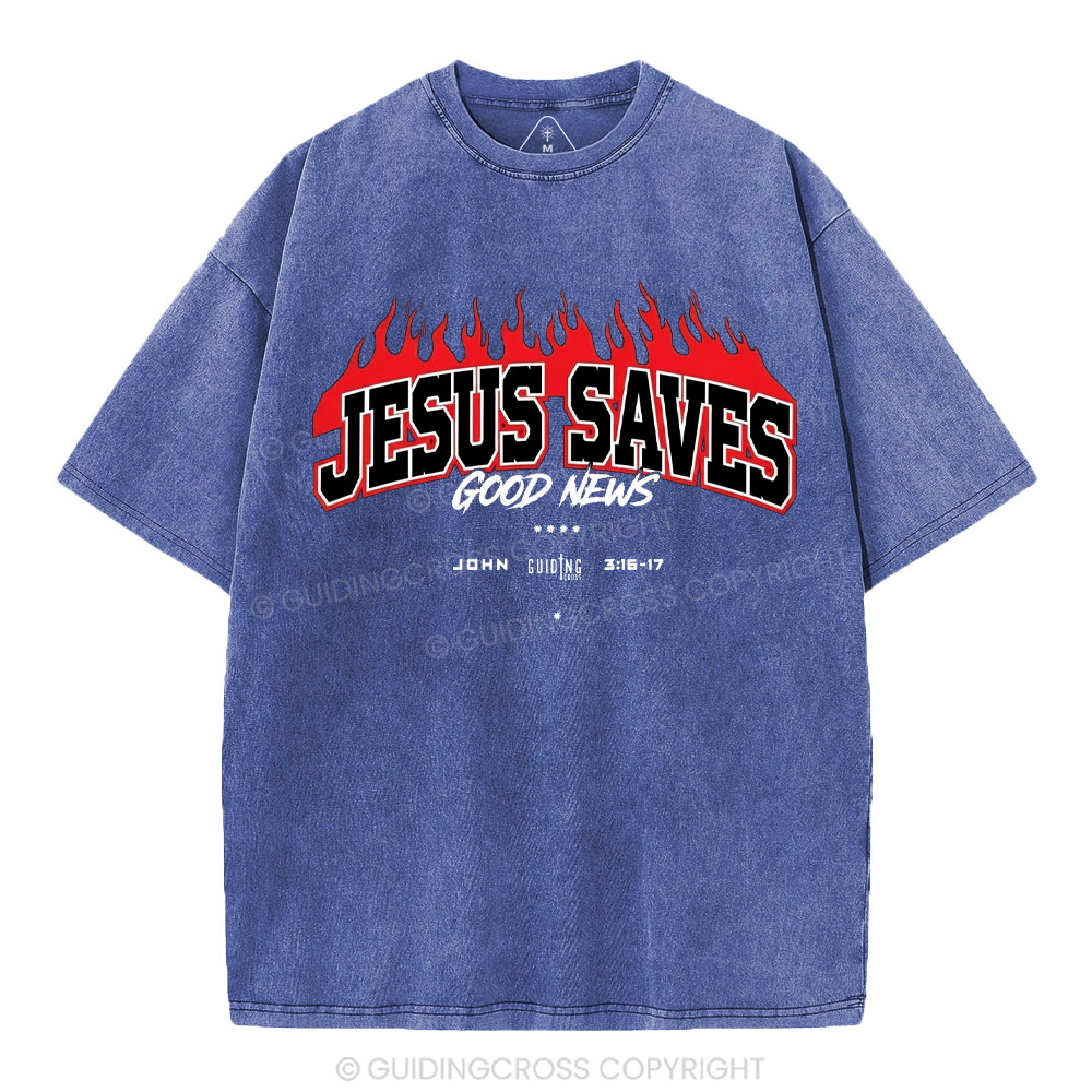 Jesus Saves Christian Washed T-Shirt