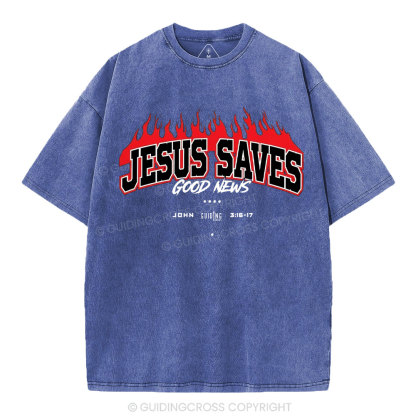 Jesus Saves Christian Washed T-Shirt