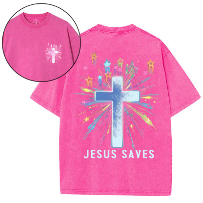 Jesus Saves Christian Washed T-Shirt