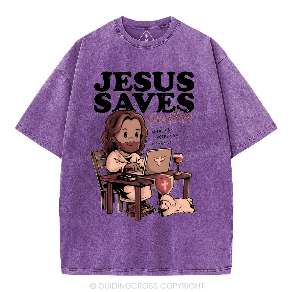 Jesus Saves Christian Washed T-Shirt