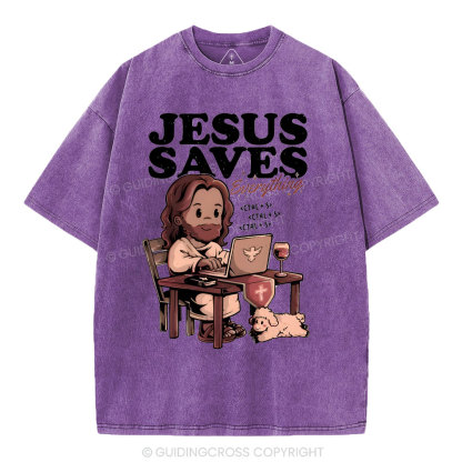 Jesus Saves Christian Washed T-Shirt