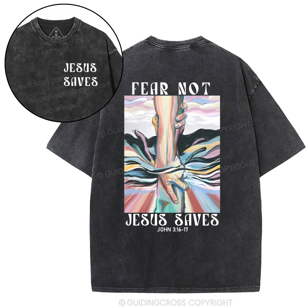 Jesus Saves Christian Washed T-Shirt