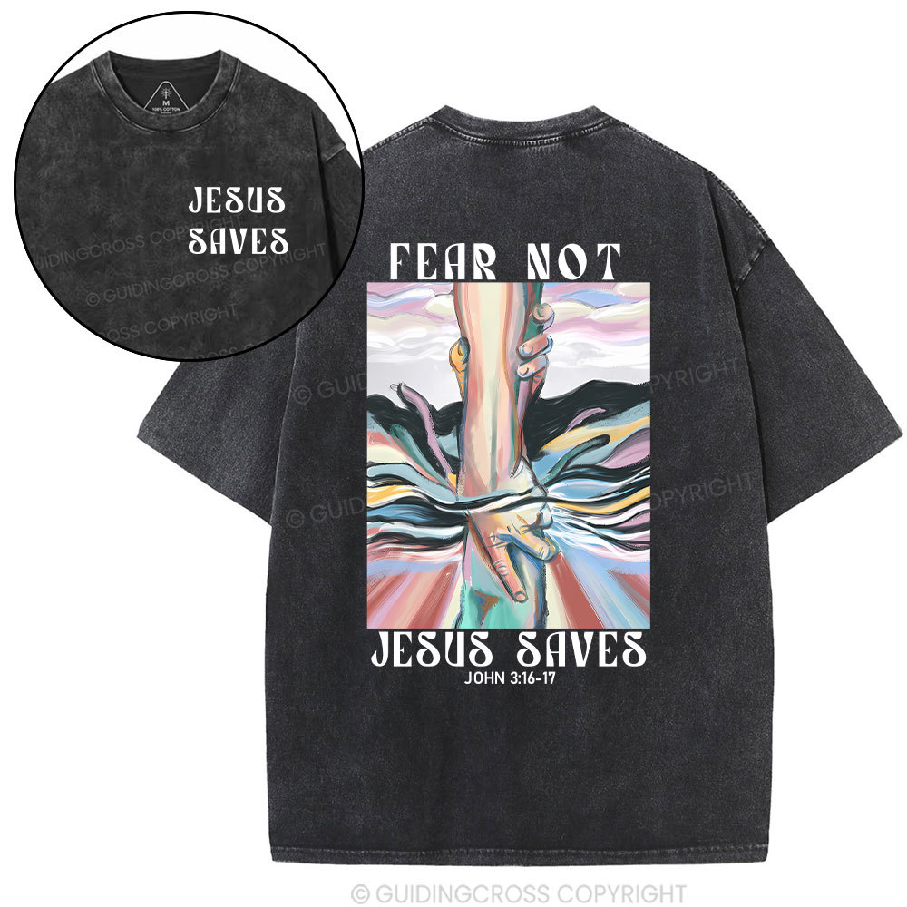 Jesus Saves Christian Washed T-Shirt