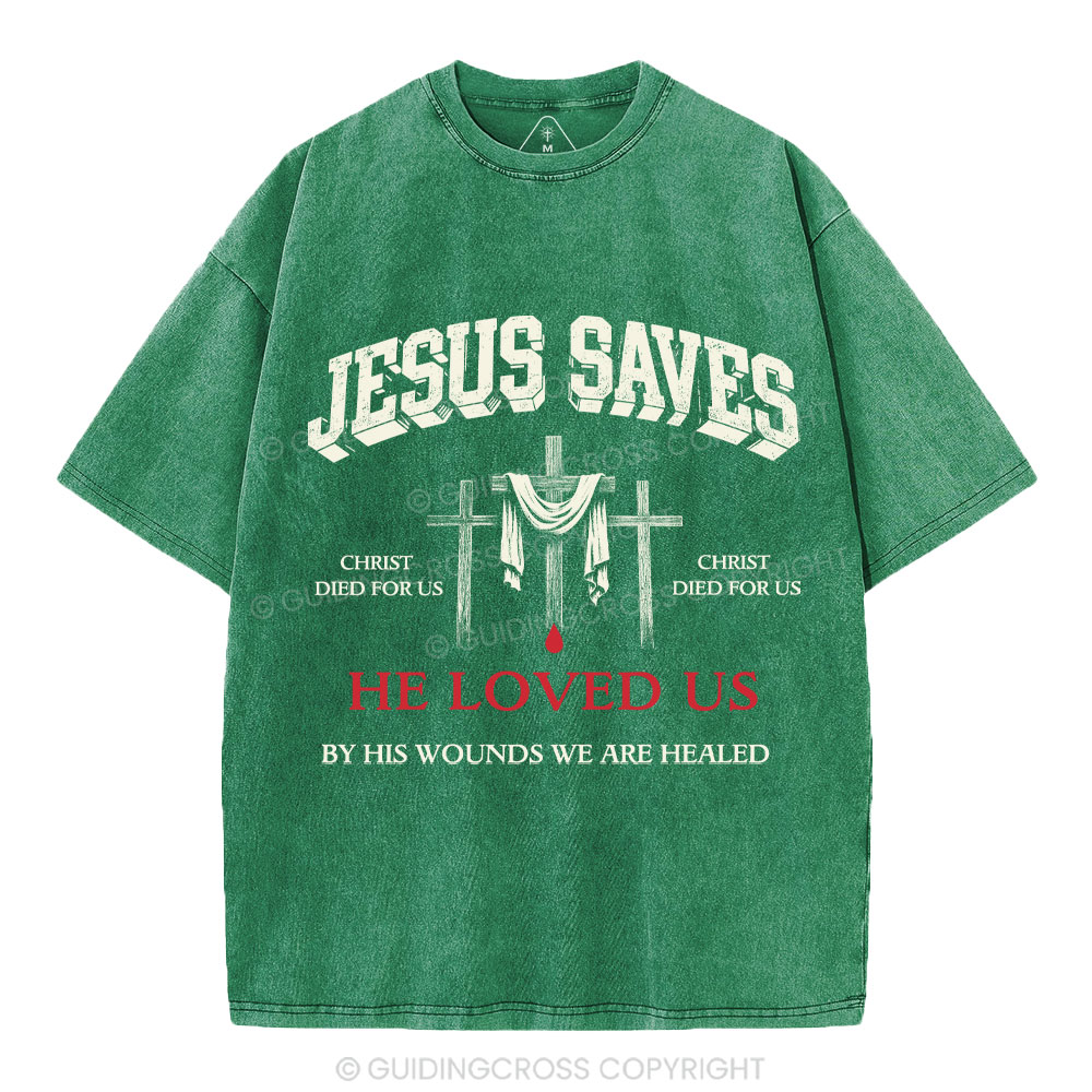 Jesus Saves Christian Washed T-Shirt