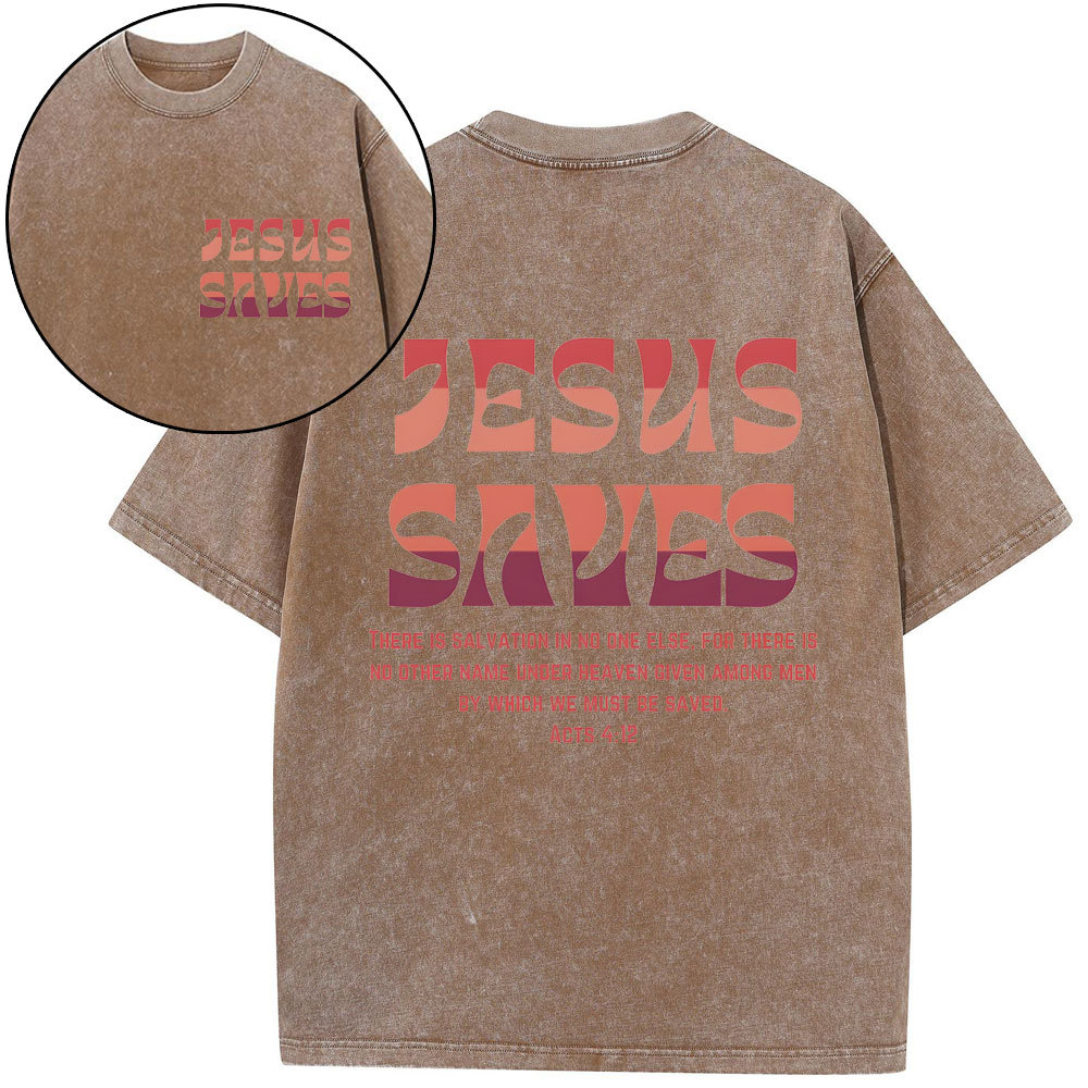 Jesus Saves Christian Washed T-Shirt