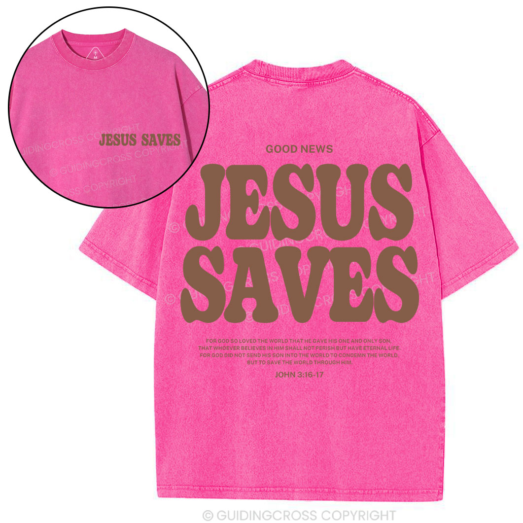 Jesus Saves Christian Washed T-Shirt