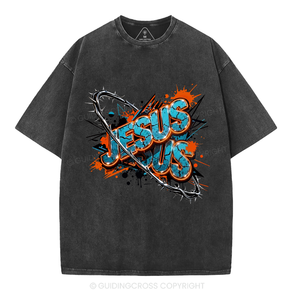 Jesus Saves Christian Washed T-Shirt 