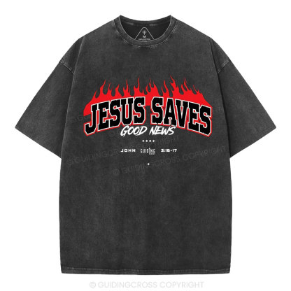 Jesus Saves Christian Washed T-Shirt