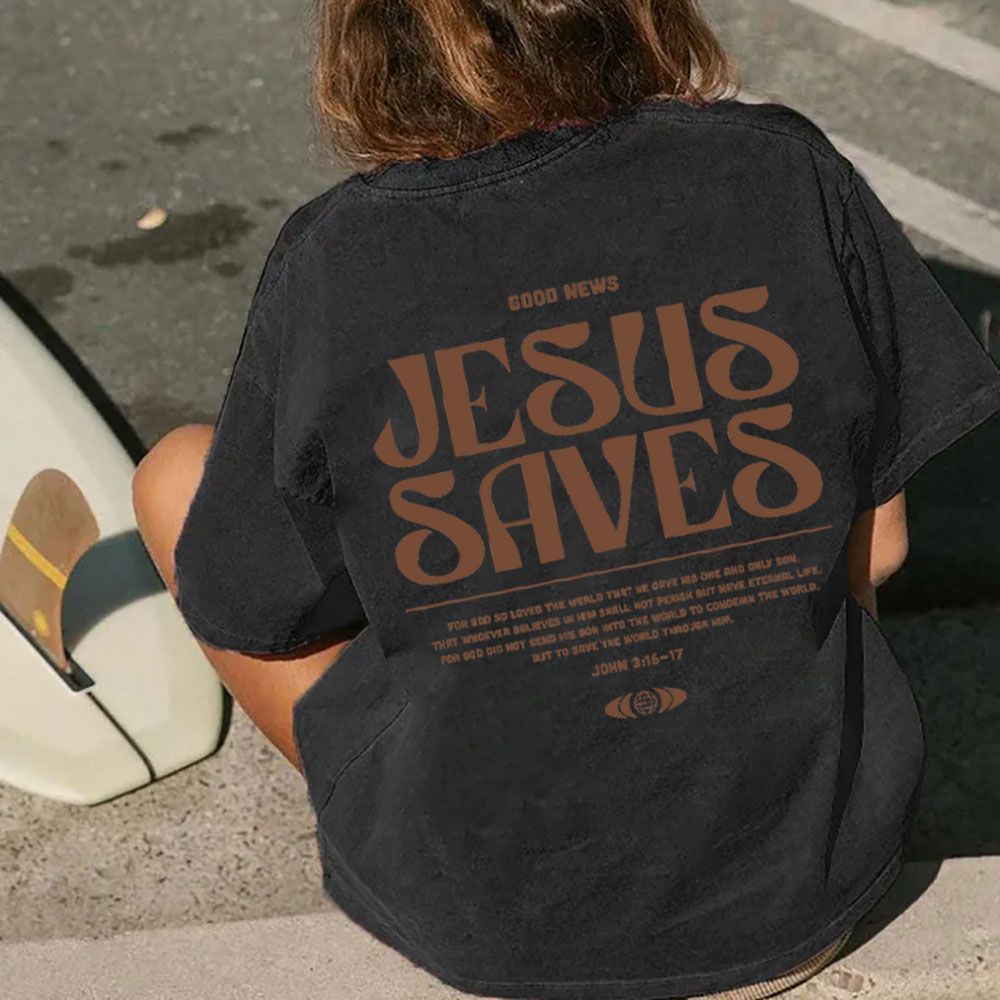 Jesus Saves Christian Washed T-Shirt