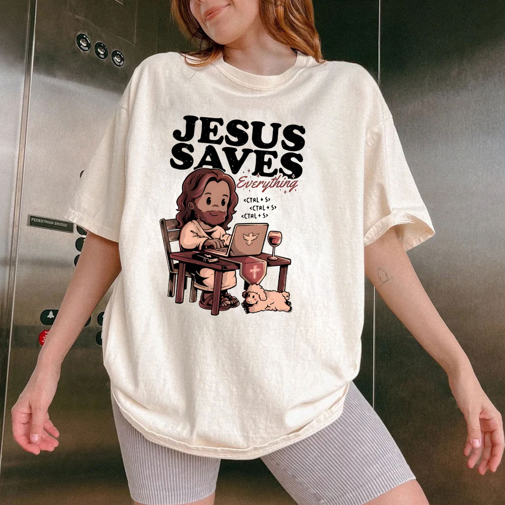 Jesus Saves Christian Washed T-Shirt