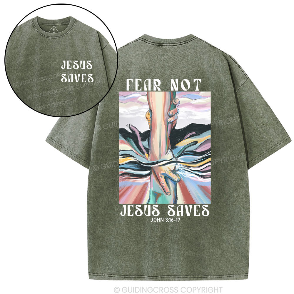 Jesus Saves Christian Washed T-Shirt
