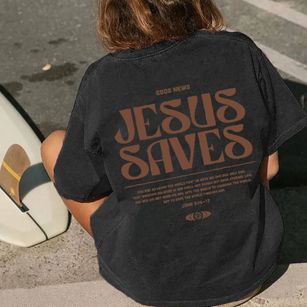 Jesus Saves Christian Washed T-Shirt