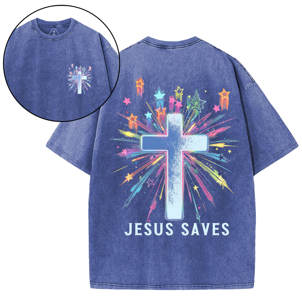 Jesus Saves Christian Washed T-Shirt