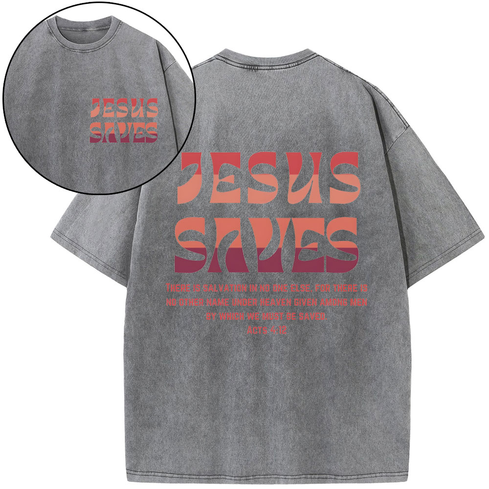 Jesus Saves Christian Washed T-Shirt