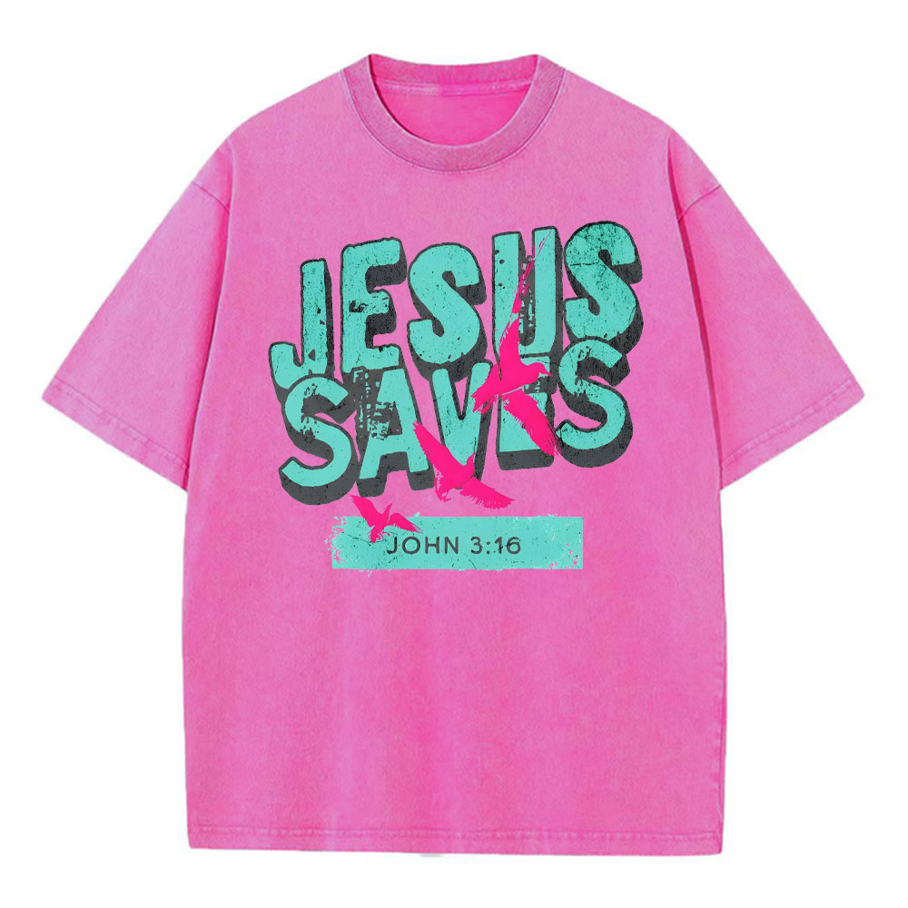 Jesus Saves Christian Washed T-Shirt