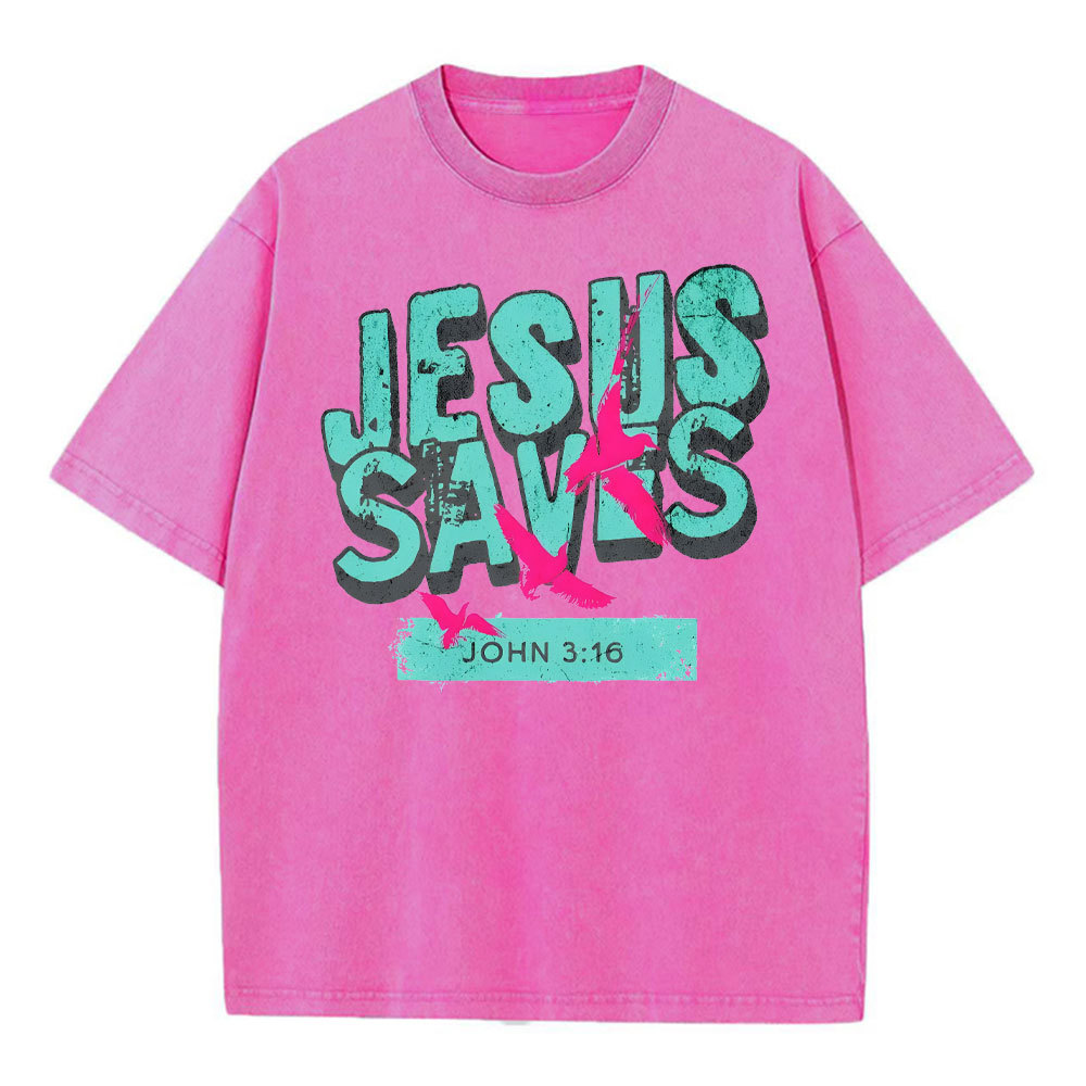 Jesus Saves Christian Washed T-Shirt