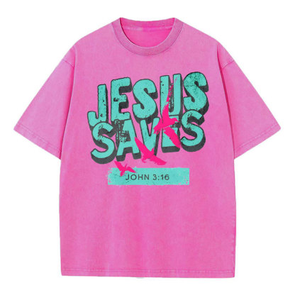 Jesus Saves Christian Washed T-Shirt