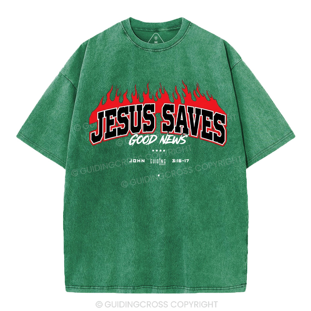 Jesus Saves Christian Washed T-Shirt
