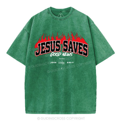 Jesus Saves Christian Washed T-Shirt
